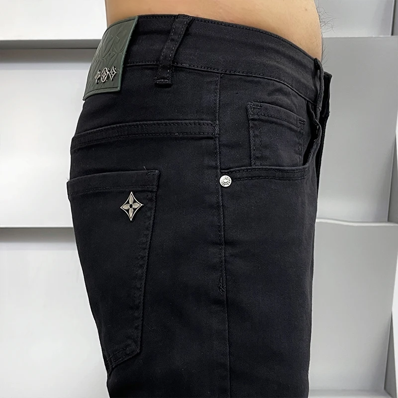 2024spring and summer new elastic casual comfortable high quality white black skinny pantscalça masculina jeans