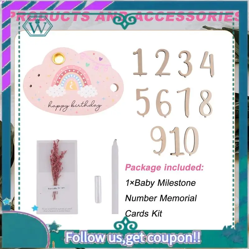  마일스톤 번호 기념 카드 키트   나무 새겨진 연령 사진 액세서리 출산 선물