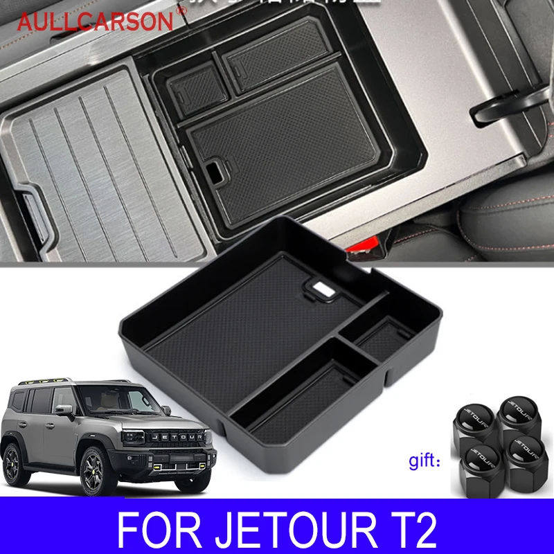 For Jetour T2 Traveler 2023 2024 Car Central Armrest Storage Box Content Center Console Accessories Stowing Tidying Plastics