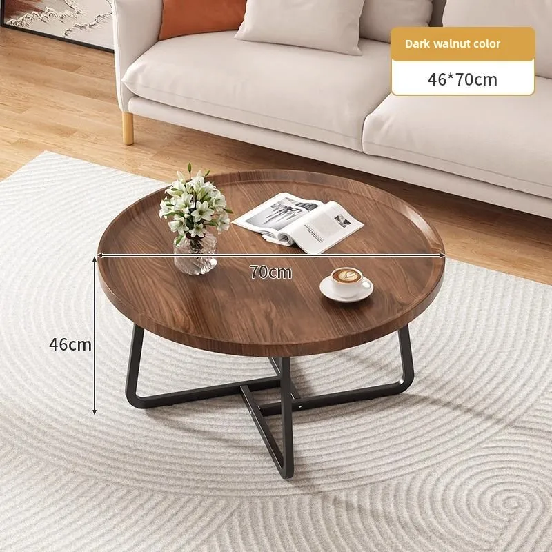 طاولة قهوة دائرية عصرية من الخشب والمعدن لغرفة الم...