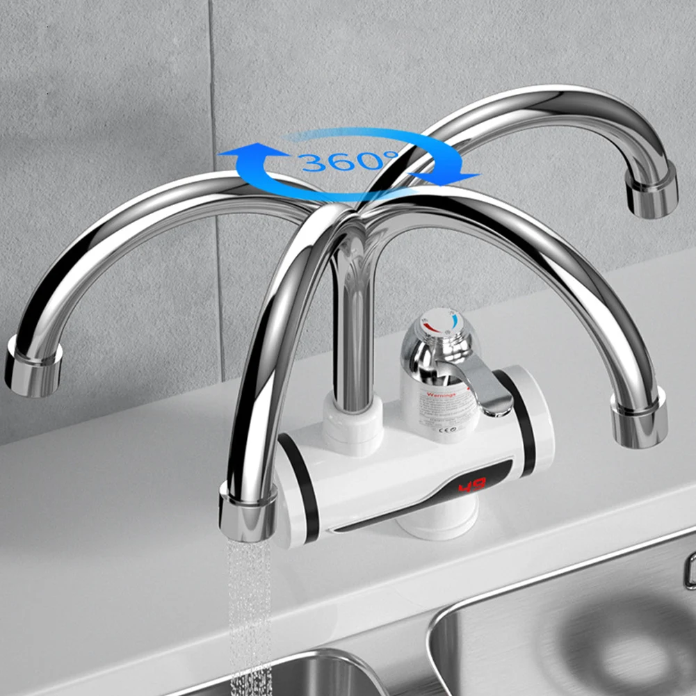 Electric Kitchen Water Heater Tap Instant Hot Water Faucet Heater Cold Heating Faucet 360 Degree Rotation Tankless electric water heater
