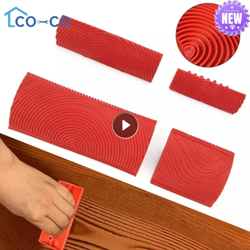 Rubber Roller Brush Imitation Wood Graining Wall Painting Home Decoration Art Embossing DIY Brushing Painting Tools 1/2Pcs/Set wall painting brush paint roller brush trimming paint brush
