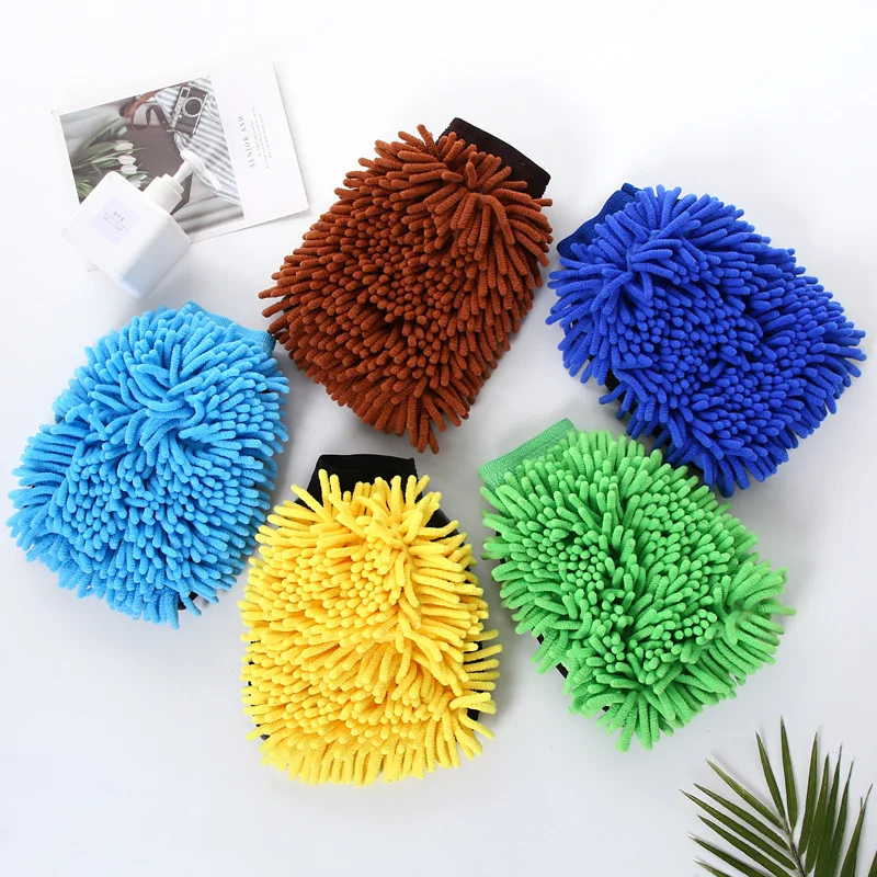 

1PCS Waterproof Car Wash Microfiber Chenille Gloves Thick Car Cleaning Mitt Wax Detailing Brush Auto Care Double-faced Glove