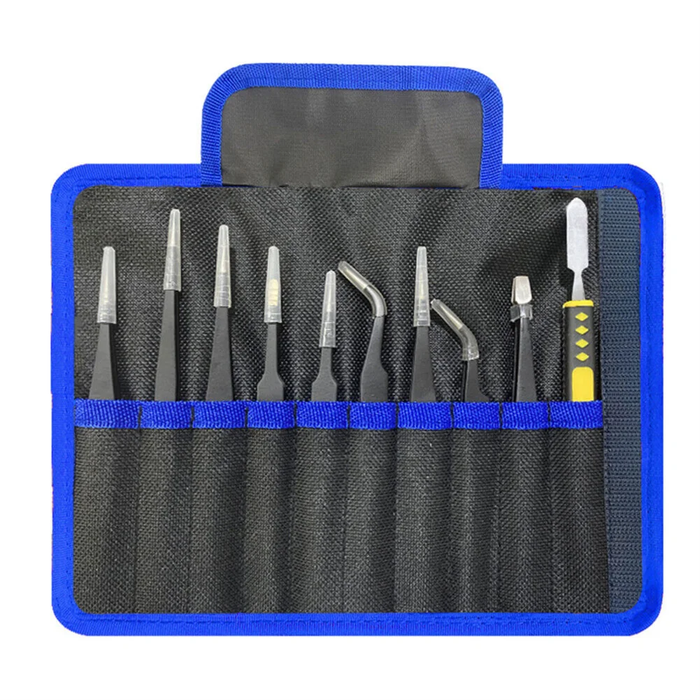 

10PCS Precision Tweezers Set, Stainless Steel Tweezer Maintenance Tool, Anti-Static Tweezers or Eyelash Maintenance Tool,