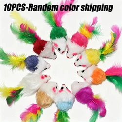 Sound - Producing Plush Cat Toys with Colorful Feathers and Random Color Selection (10PCS)