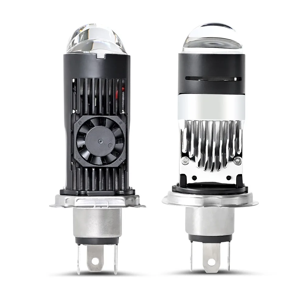

H4 Projector Lens Headlight Retrofit, Straight-through High and Low Beam Lens with 6000K 36W Bulbs for Brighter Lighting