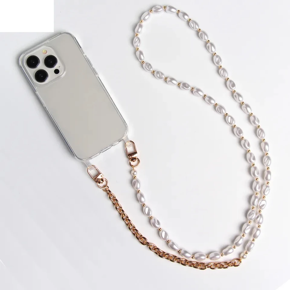DIY Luxury Pearl Chain Crossbody Strap Shockproof Acrylic Lanyard
