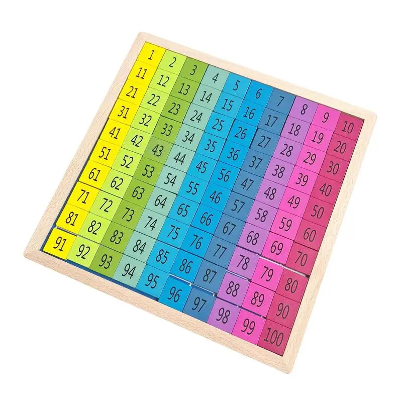 

Деревянные игрушки Монтессори, искусственные головоломки, математическая сто доска, 1-100 последовательных чисел, обучающая игра для детей