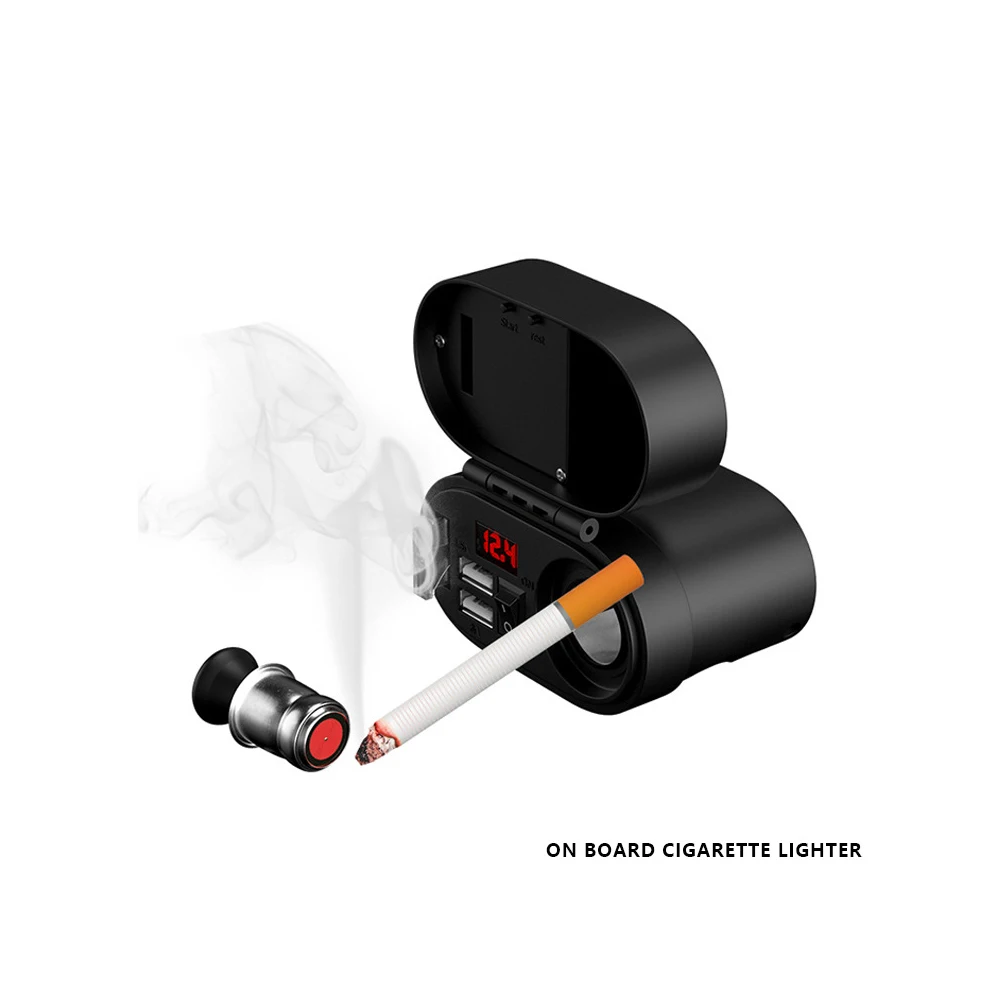 

Motorcycle 12V Cigarette Lighter Dual USB Quick Charger Voltmeter Digital Clock Modified Cigarette Lighter Socket Accessories
