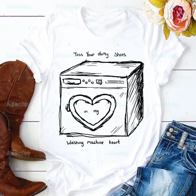 Футболка женская Mitski Singer с принтом в виде сердца, милая графическая футболка в Корейском стиле Харадзюку для девушек, Прямая поставка