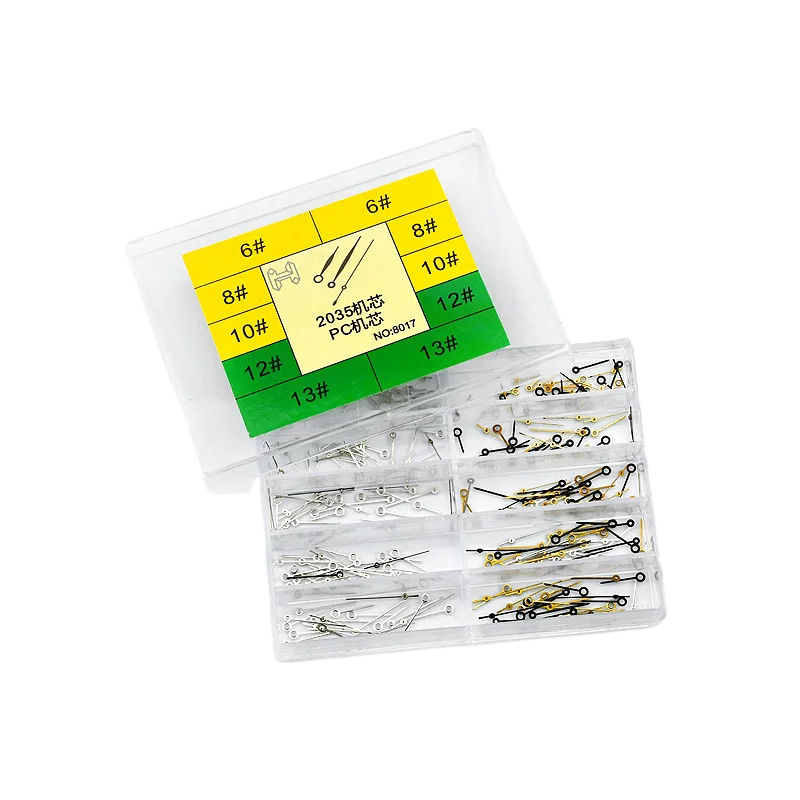 Alloy Watch Hands Needles Pins Assortment Set 100 Sets Repair Kit Compatible with Miyota 2035 Movement