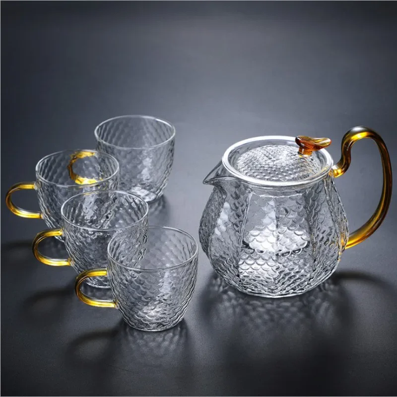Heat Resistant Glass Fish Ceremony Teapot Boron Silicon Filter Strainers Chinese Kung Fu Scale Teawear Set Pot High