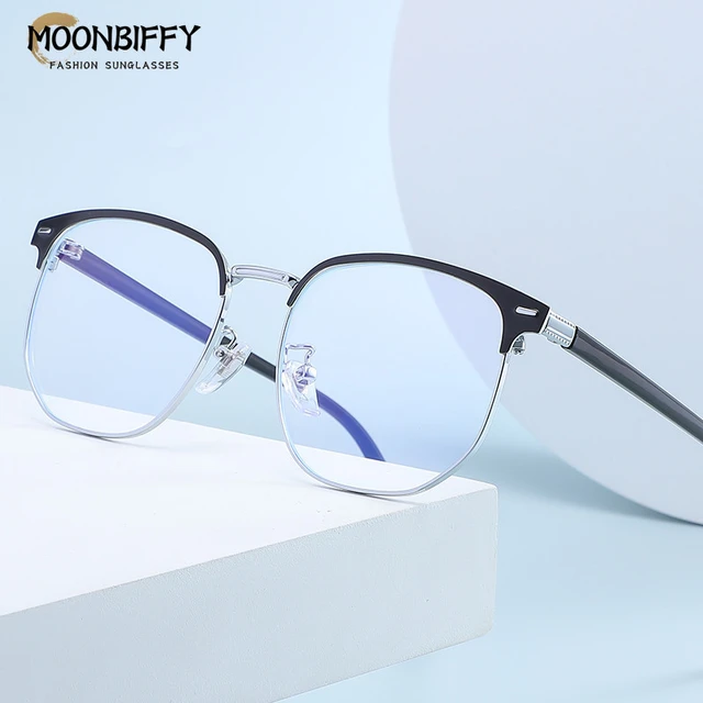 MORA ROCHI Square Diamond Rhinestone Blue Light Blocking Glasses Metal  Frame Crystal Eyeglasses MR6001