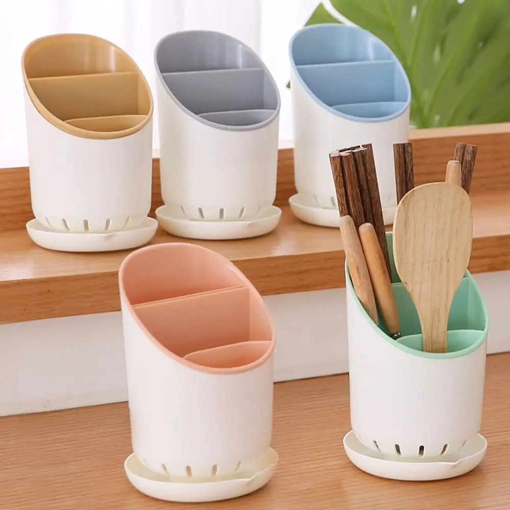 Large Capacity Tableware Storage Rack New with Tray Space Saving Chopstick Holder Drainage Hole Detachable Scoop Spoon Cage 3