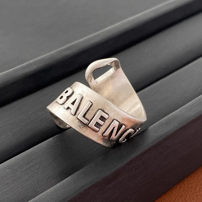 925 Sterling Silver Retro Numbere Spiral Alphabet Hip Hop Opening Adjustable Rings for Women Fine Jewelry Minimalist Accessories silver ring silver rings