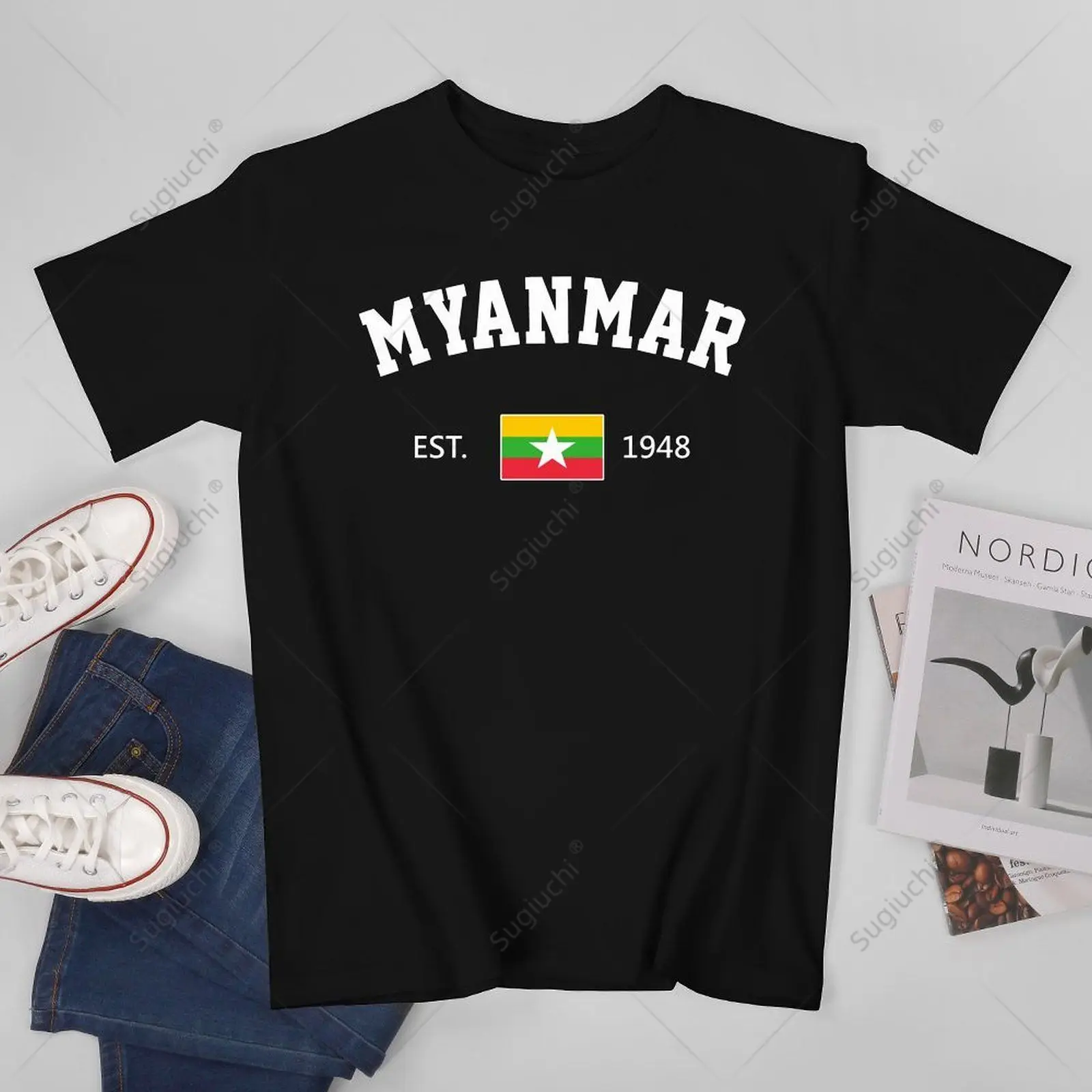 

Футболка унисекс из Мьянмы для мужчин и женщин, 100% хлопок