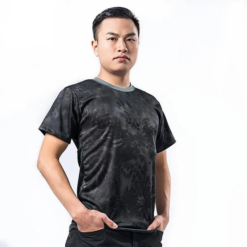 Combat Shirts Men's Tactical Shirt Short Sleeve Quick Dry Combat T-Shirt Military Army T Shirt Paintball Clothing Hunting Camouflage