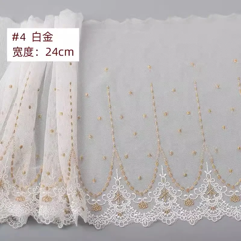 3-5Yard/Lot exquisite Spitzen besatz Mesh Stickerei 21cm breit hand gefertigte DIY Kleidungs stück Accessoires schwarz weiß – Detail 6