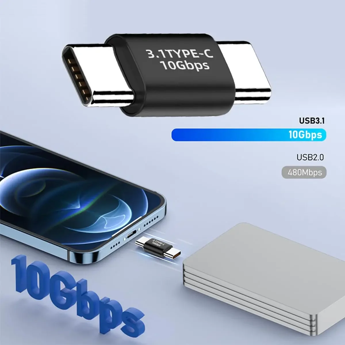 รูปสินค้า อะแดปเตอร์ USB-C 3.1 ถ่ายโอนเร็ว 10Gbps คู่