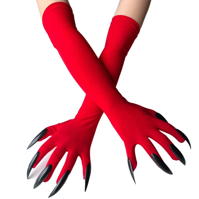 Witch Black Nail Gloves Creepy Ghost Claw Halloween Party Cosplay Costume Performance Stage Mittens Dress Up Funny Guantes cosplay gloves halloween prop toys