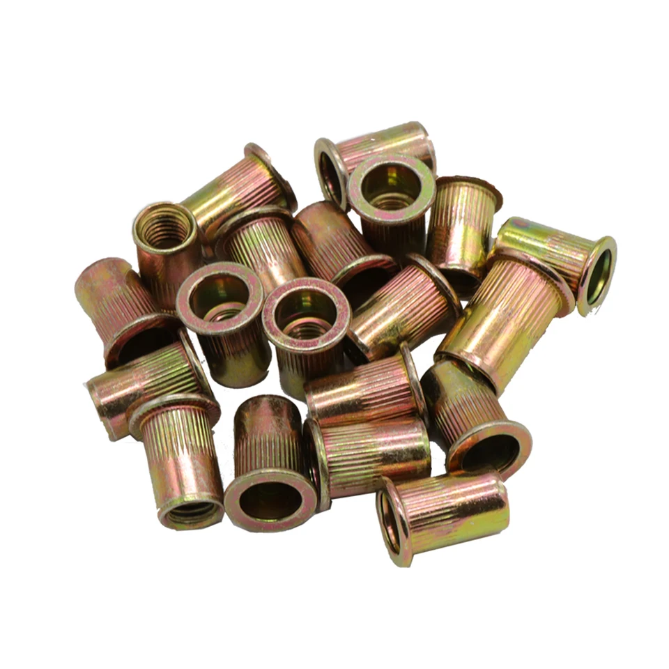 50-100 Pz Dado Rivetto In Acciaio Inox M3 M4 M5 M6 M8 M10 M12 Testa Piatta Corpo Tondo Zigrinato SS304 Tappo Rivnut Dadi Rivettati Filettati - Foto 6