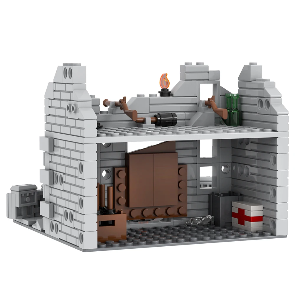 MOC5073 깨진 전장용 벽돌 WW2 군사 전쟁 총 응급처치 키트 호환 빌딩 블록, 어린이용 생일 선물 장난감, DIY