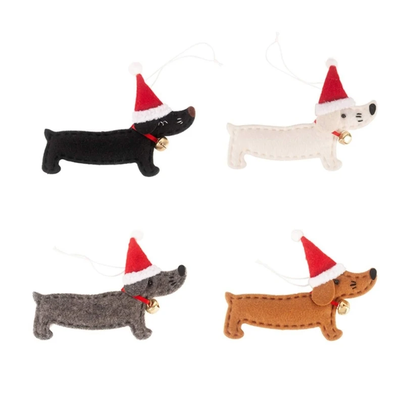 

Set of 4pcs Festive Dachshund Dog Christmas Tree Ornaments Decorative Hanging Pendant Decorations for Holiday Decor