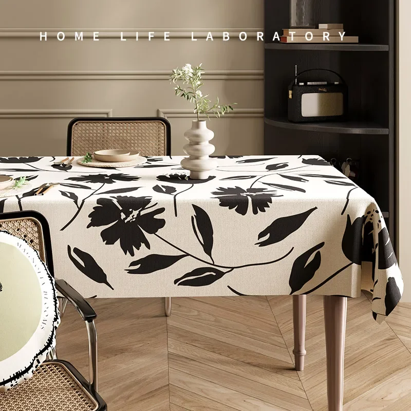 

Retro French dining table cloth waterproof, oil resistant, and washable rectangular cotton linen tea table cloth