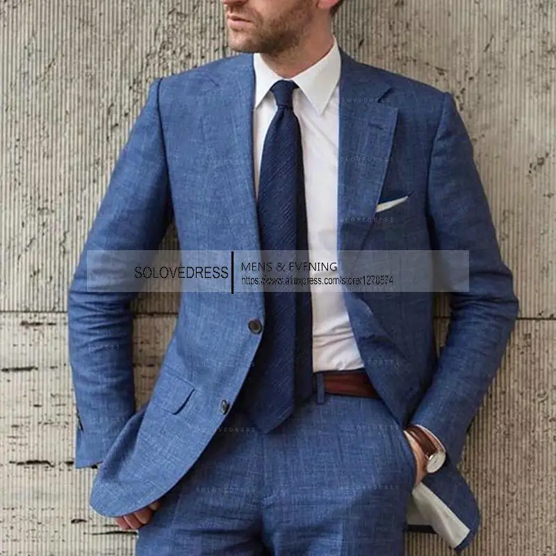 Leichter Herren-Blazer Aus Baumwoll-Leinen – Sommerjacke Mit Schmaler Passform, 2 Knöpfen & Taschen Für Business, Hochzeit & Party