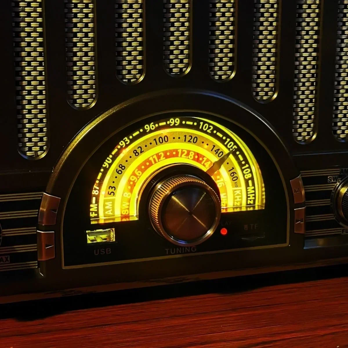 Portable Good Sensitivity Am Fm Sw Radio Reproductor Wooden Retro Wireless Bluetooth Speakers Support TF Card U Disk Playback
