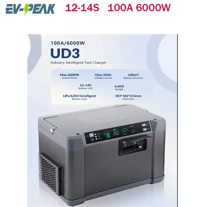 

EV-PEAK UD3 100A 6000W 12-14s High Power LiPo/liHV intelligent Battery Charger