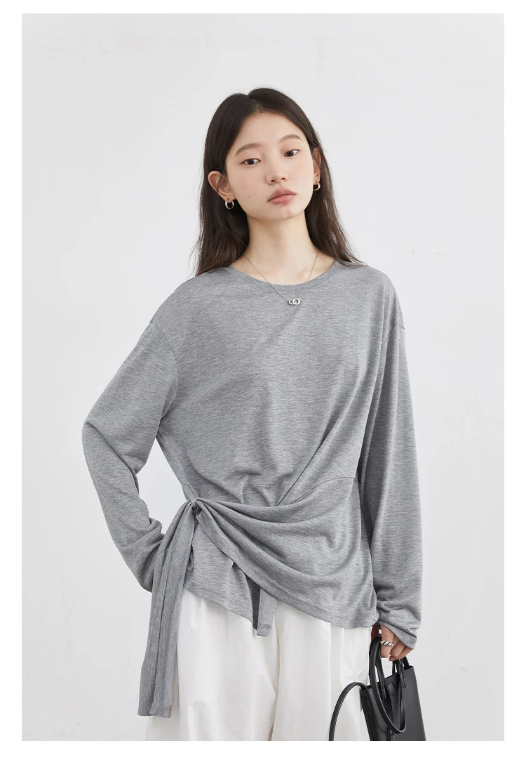 CHIC VEN Fashion Women's Pullovers Tees O Neck New Loose Solid Long Sleeve Female T-shirt Thin Female Top Spring Autumn 2025