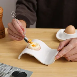 Elegant Ceramic Egg Cup Holder - Creative and Heat - Resistant Kitchen Essential (Wave - shaped)