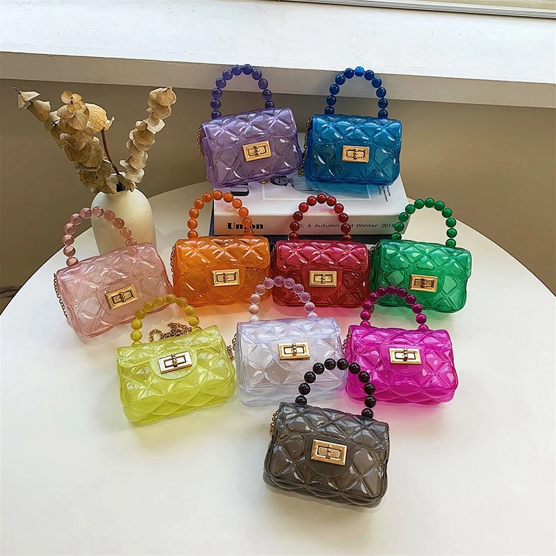 

Прозрачная Желейная сумка, модная женская сумка, сумки для девушек, кошелек, портативная маленькая мини-сумка, милая сумка-мессенджер на цепочке