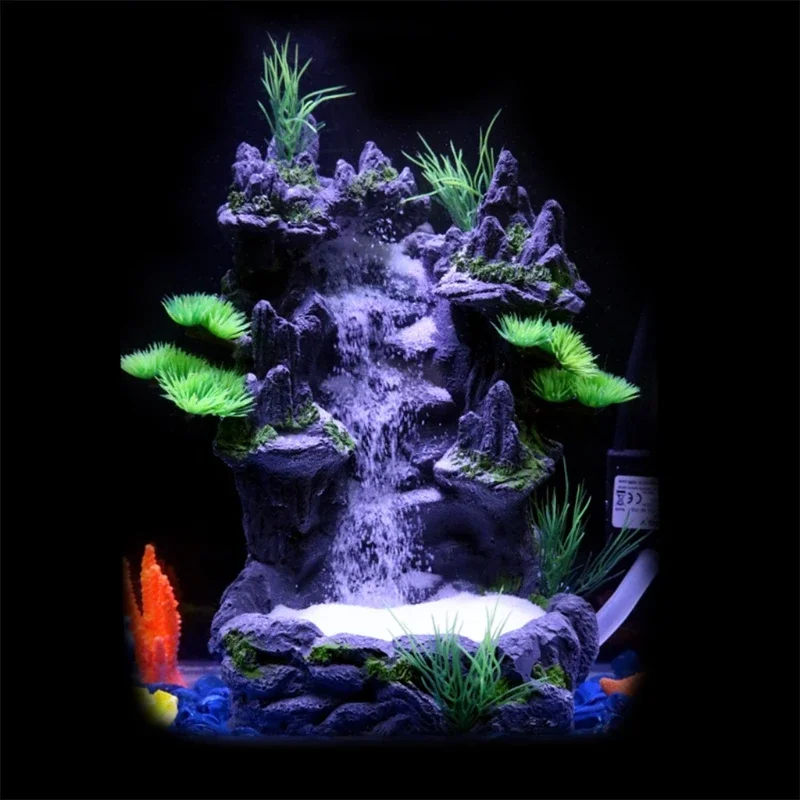 

Aquarium Decoration Artificial Resin Landscape Lifelike Fish for Tank Rock Mountain View Underwater Sand Waterfall Y5GB