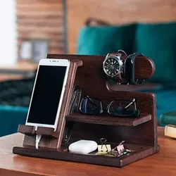 Wooden Mobile Phone Holder Desktop Storage Rack Multifunction Shelf Sundries Tray Charging Station Organizers Storage for Gift