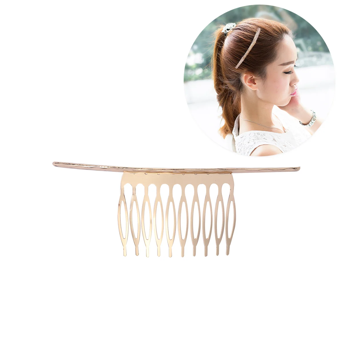 

Simple Hair Side Combs Sweet Comb Hair Clip Band Hair Comb for Women Girls Ladies (Golden)