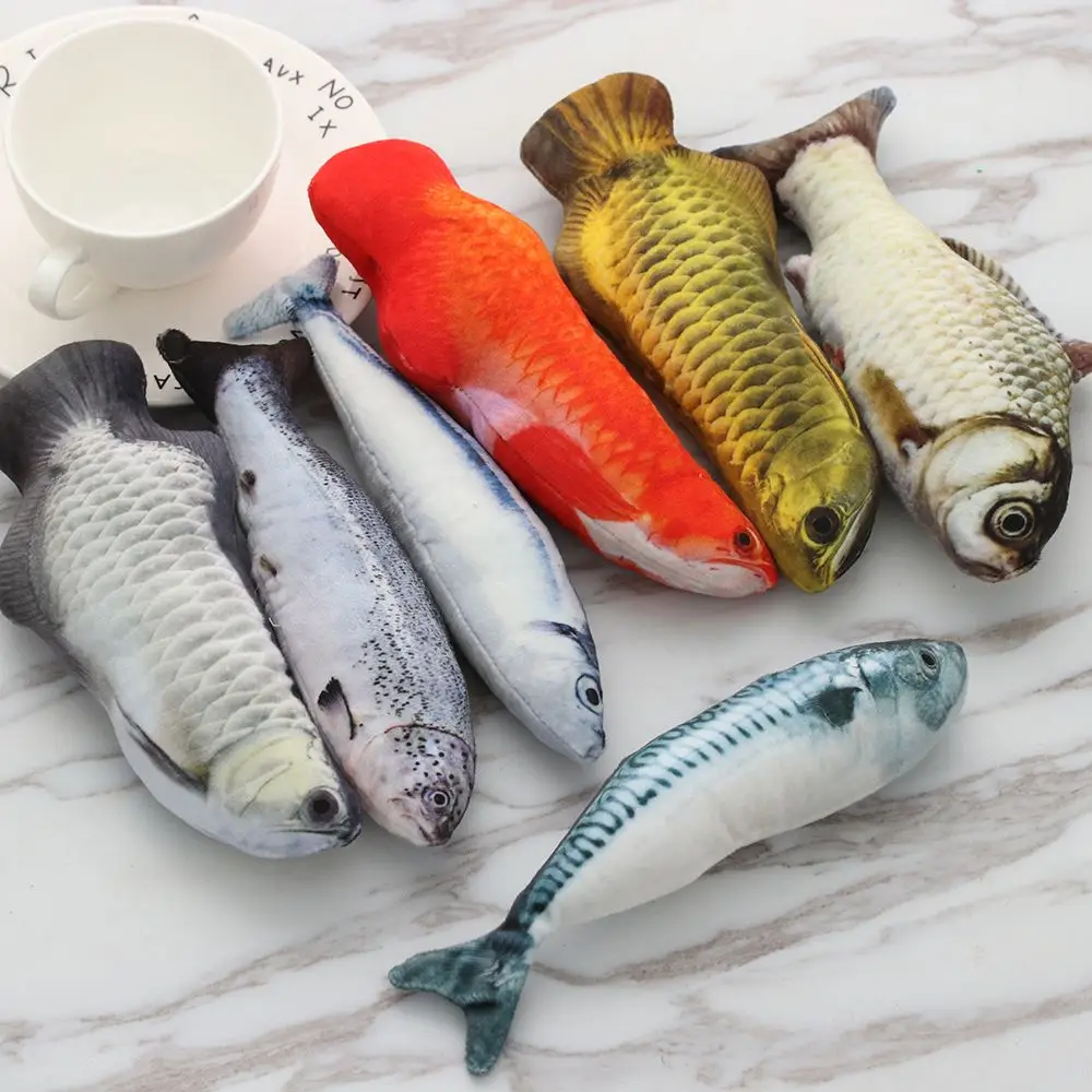 

Pet Cat Toys Funny Artificial Simulation Fish Catnip Toy Soft Plush Stuffed Pillow Fish Interactive Pet Chewing Playing Toys