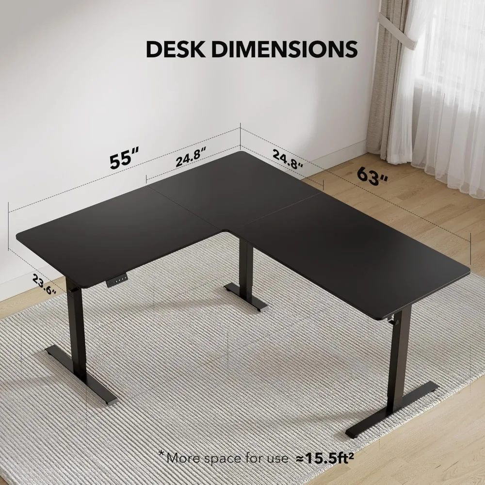 L Shaped Standing Desk, 63" Corner Standing Desk with Electric Adjustable Height, L Shaped Adjustable Desk with Splice Board 6