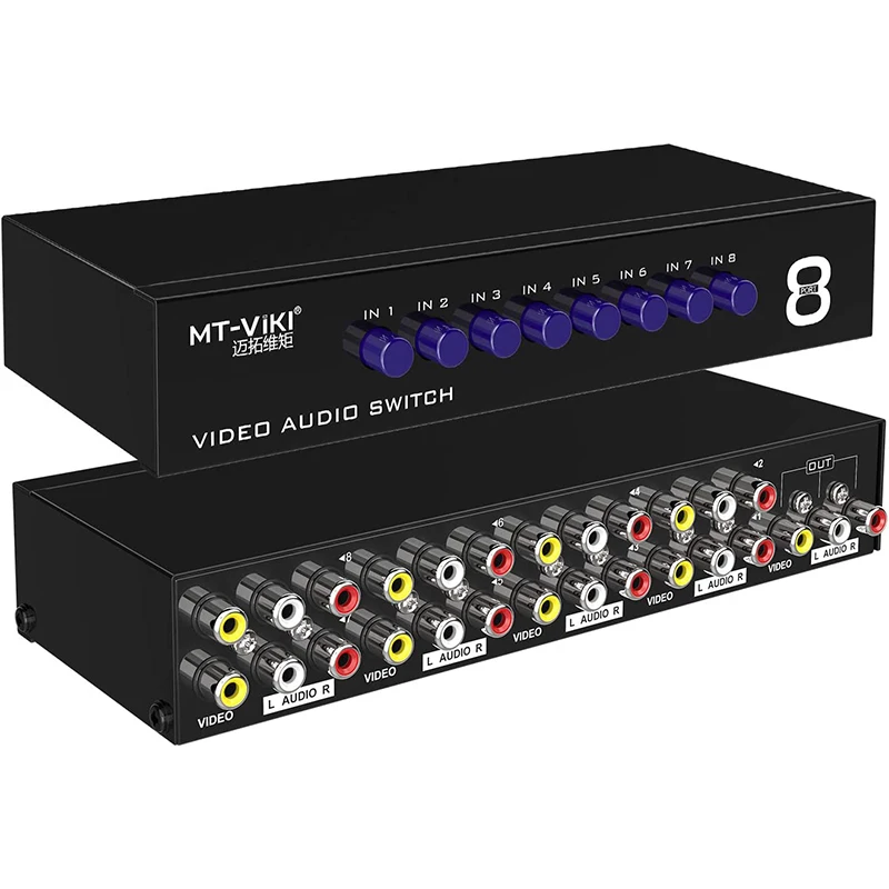 2/4/8 Vie Av Rca Switch 8 In 1 Out Av Signal Composite Video L/R Audio Switcher 2X1 Selettore Convertitore Per Stb Dvd Hdtv Vcd Vcr