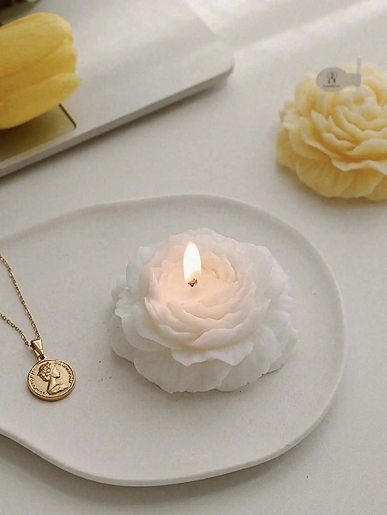 3D Peony Flower Candle Silicone Mold 1PC Mother's Day Resin Plaster Mould Home Decor Chocolate Cake Ice Baking Making Tool Gifts aromatherapy candle mold cake mold silicone mold silicone candle molds silicone candle mold cylindrical candle mold candle mold beeswax mold