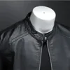 Spring Autumn Leather Jacket Men Stand Collar Slim Pu Leather Jacket Fashion Motorcycle Causal Coat Mens Moto Biker Leather Coat 6