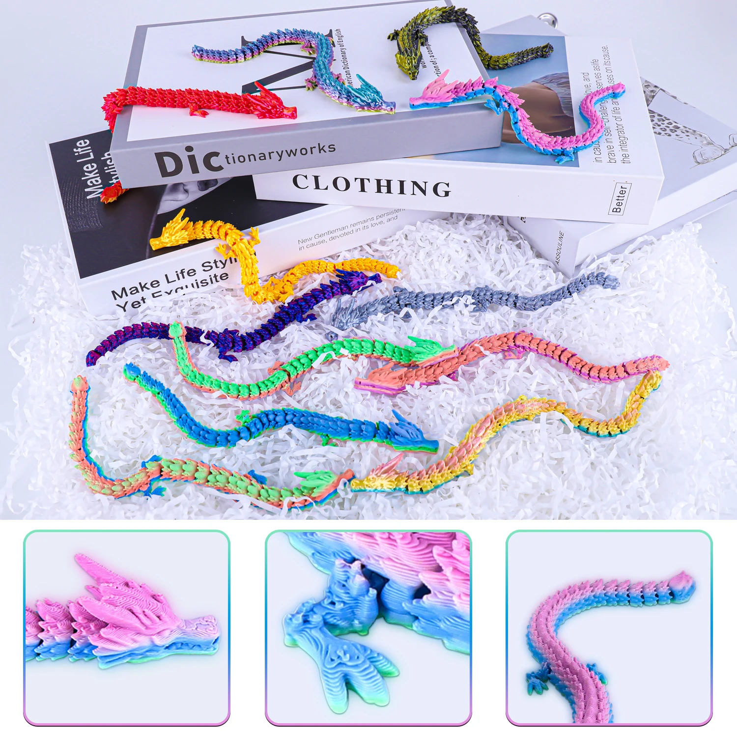 Vibrant 3D Dragon Toy with Articulated Joints - Fun Poseable Figure for Holiday Pranks and Novelty Gifts
