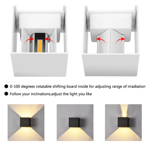 LED 조명, 6W, 10W 실내 침실 및 베란다 또는 야외 정원 등에 사용, IP65 방수 침대 머리맡 벽에 거치 장식 램프 알루미늄 소재 4