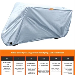 Durable All - Season Waterproof Motorcycle Cover with UV Protection - 3XL 2.4 meters (Silver)