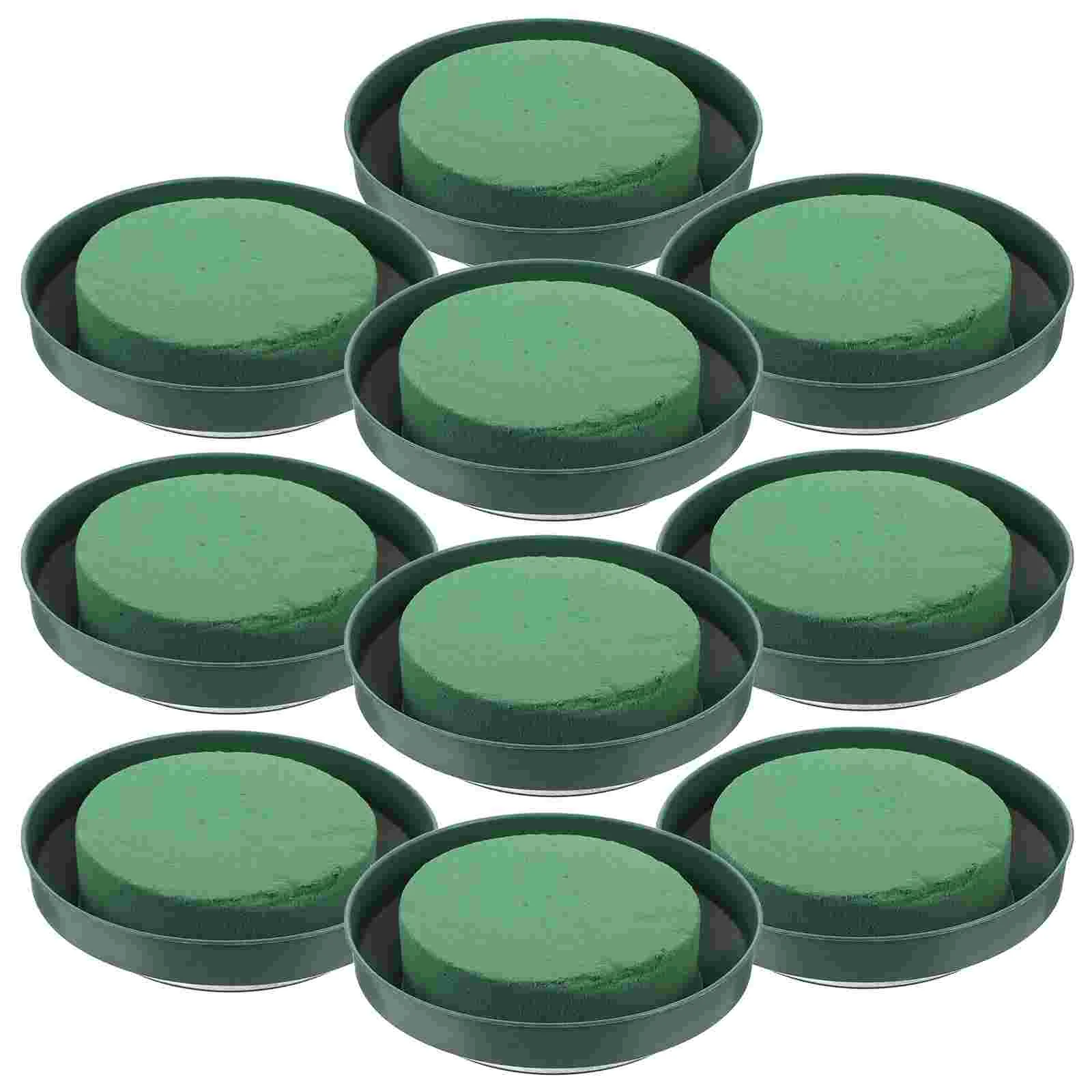 

10 Pcs Green Round Wet Foam Flower Holding Mud Floral Blocks Fresh Flowers Holders