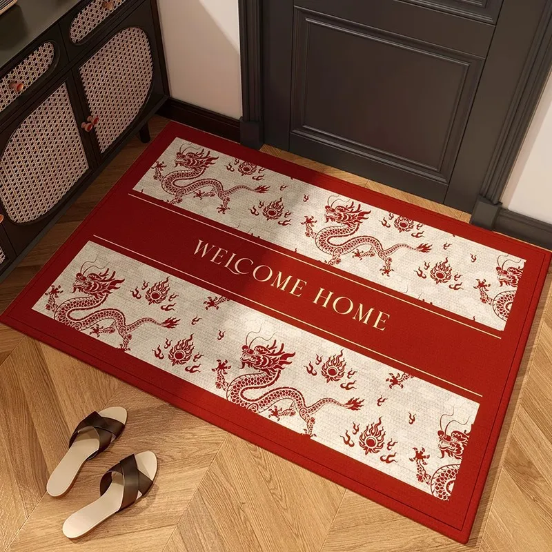 

Chinese Loong Year Dragon Floor Mat Welcome Door Mat Decorative Non-slip Carpet Kitchen Rug Ковер Outdoor Rug Home Red Doormat