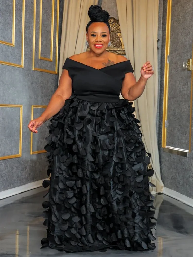 Wmstar Plus Size Dresses for Women Wholesale Mesh Patchwork Off Shoulder High Waist Birthday Evening Party Dress New in Summer