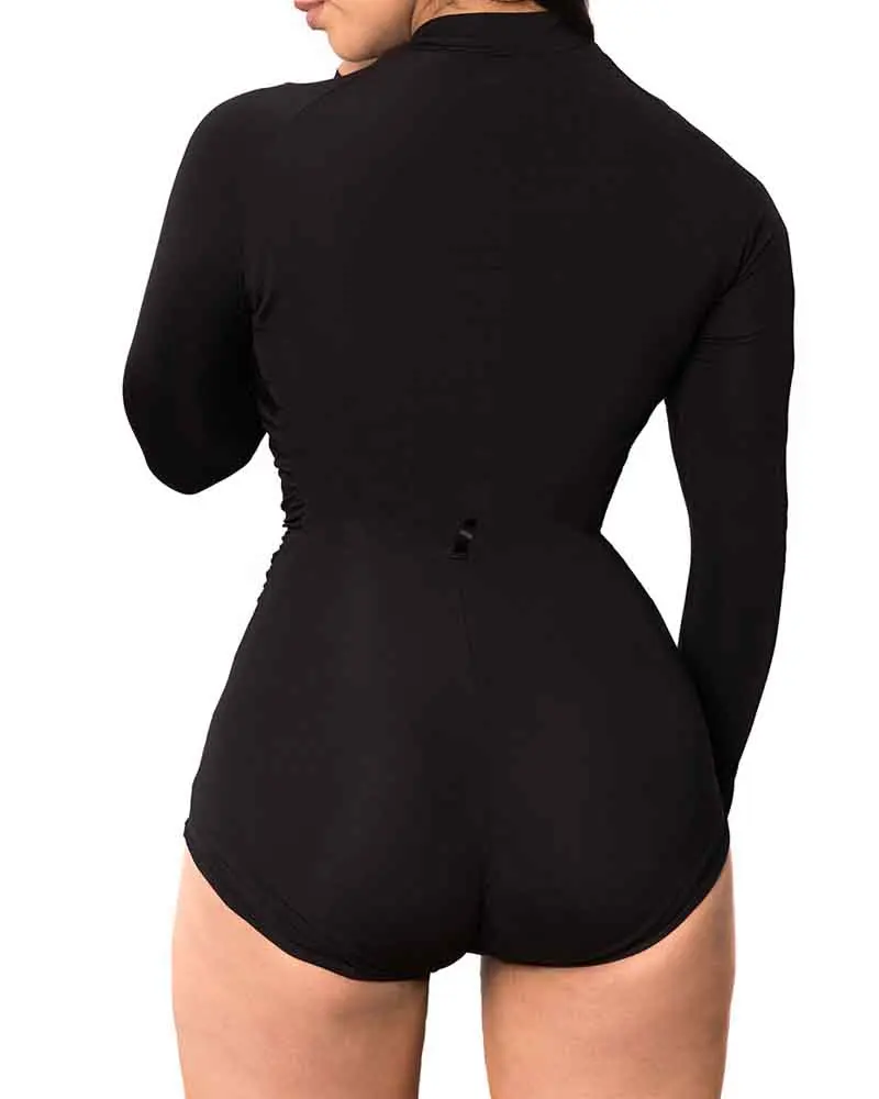 Fajas Colombianas Hip Lifting Body Shaper With Front Zipper Seamless ShapewearLong sleeved waistband body triangle jumpsuit