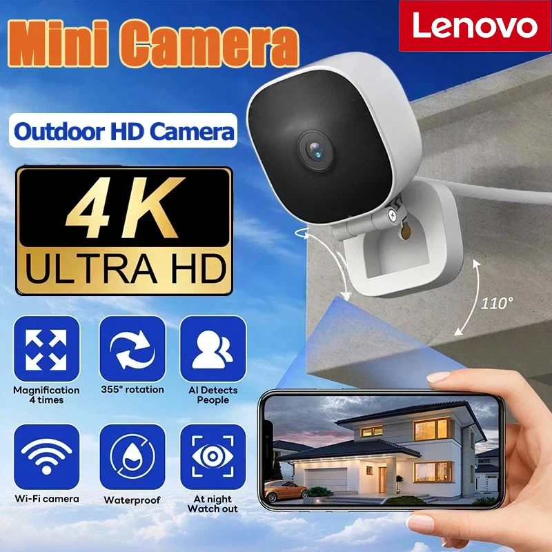 Wireless 4K HD Wide-Angle Indoor Monitoring Camera with Waterproof Design and Night Vision